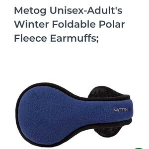 Metog Unisex Winter Foldable Polar Fleece Earmuffs Blue Black Ear Warmers